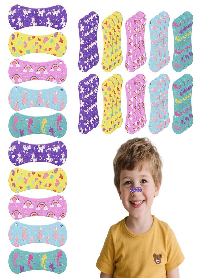 Kuabiz 30 Pcs Kids Nasal Strips Kids Nose Strips 1.73 x 0.55'' Small Size Colorful Kid Breathing Strip Breathe Snoring Sleep Clips Kid Nose Tape Patch for Stop Snoring Children - Image 1